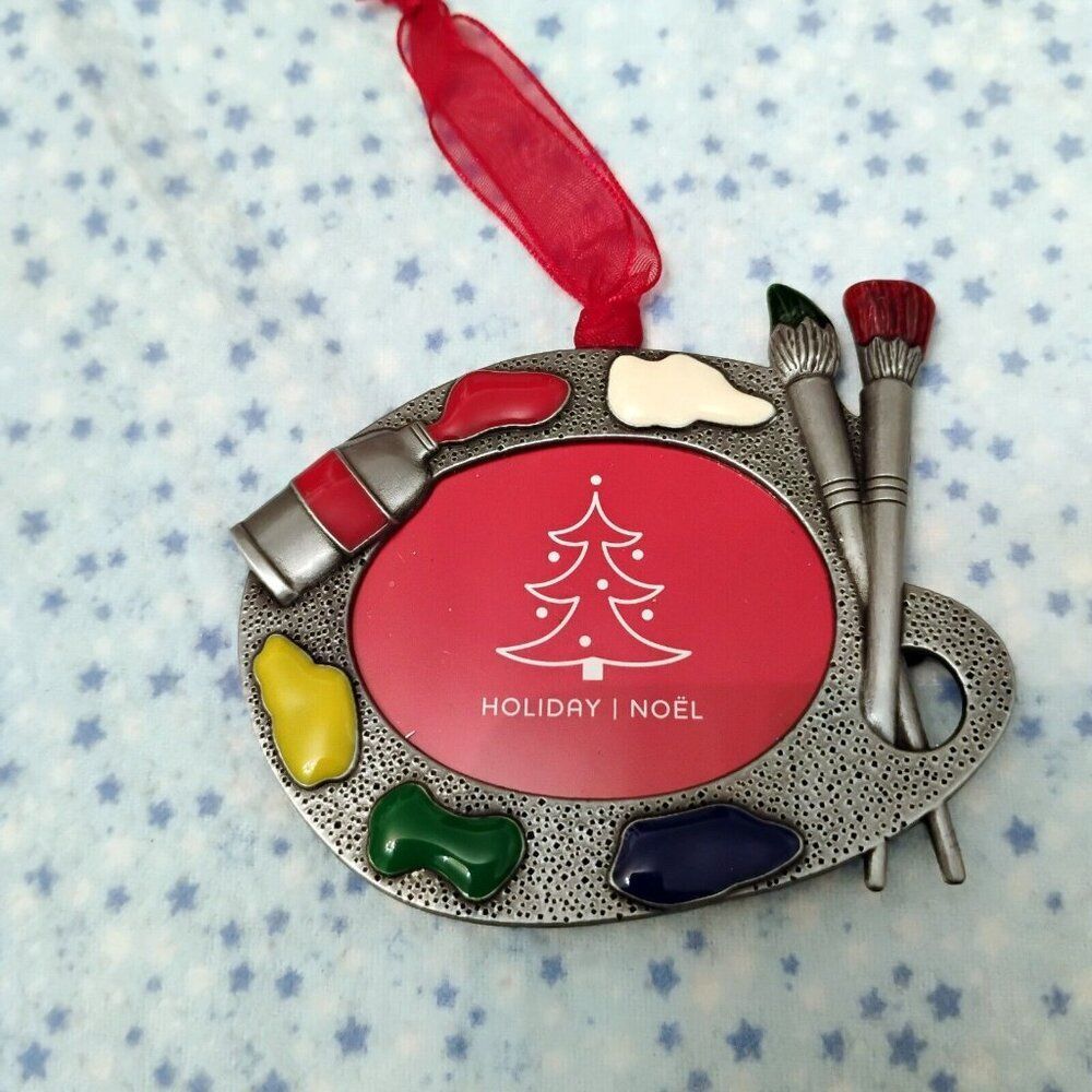 Studio Decor Paint Painter Artist Christmas Ornament Photo Picture Frame Enamel